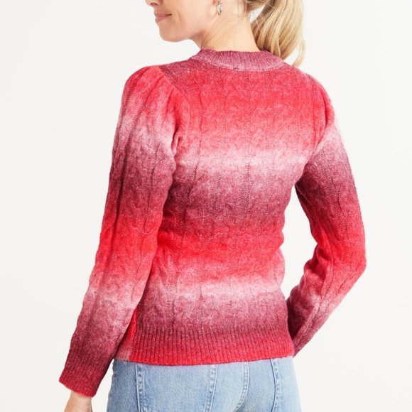 EVEREVE Jamison Ombre Red Cable Pullover Sweater - Picture 3 of 3
